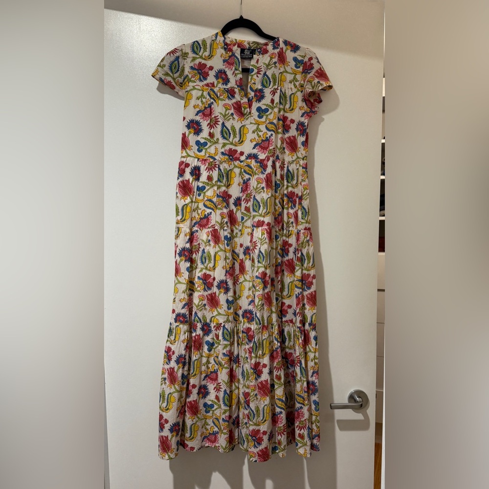 Madison Mathews block print maxi dress XS